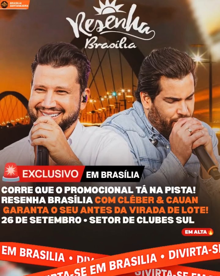 Cléber & Cauan cantando na arte de divulgação do Resenha Brasília